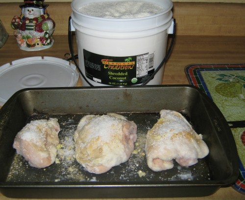 Preparing the chicken