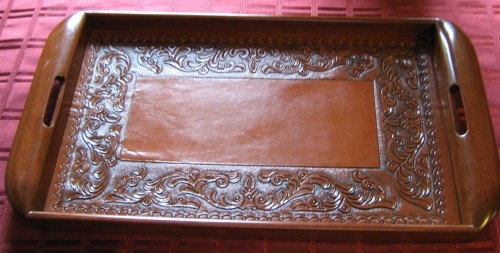 â€˜Spanish Ivyâ€™ tooled leather tray