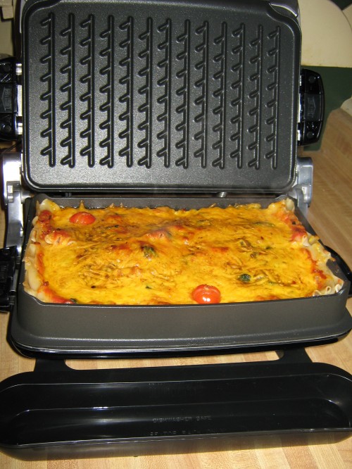 Spinach lasagna made in a George Foreman Evolve Grill