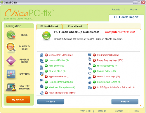 Screenshot of ChicaPC-fix in action