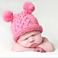 Organic cotton Pink Two poms Hat