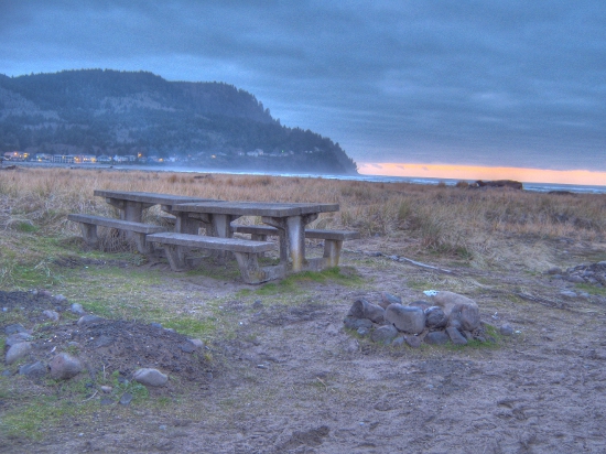 Picnic table on the beach