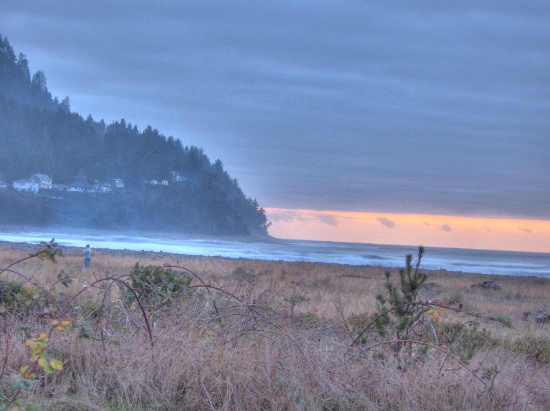 The beach at sunset