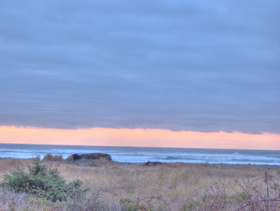 View of the ocean at dusk