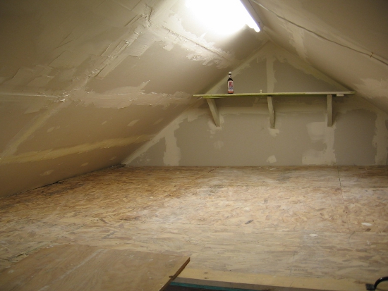 Attic storage space, midway through construction