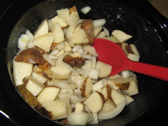 Crockpot potatoes, cooked with coconut oil