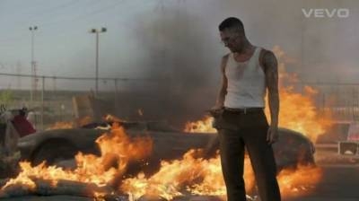 Adam Levine in the video for "Payphone"
