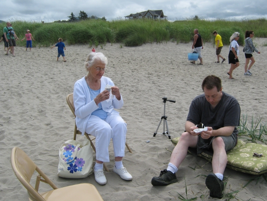 Grandma and Jai eating TCBY 