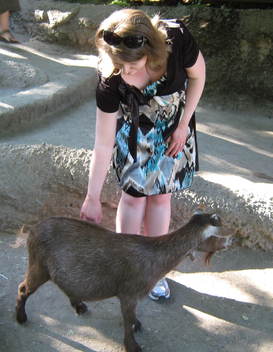 Me petting a goat