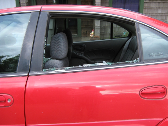 Vandalized car window