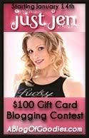 Just Jen $100 GC Blogging Contest at ABlogOfGoodies.com