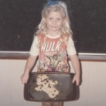 Wearing my "Hulk" t-shirt and showing off the cookie I made!
