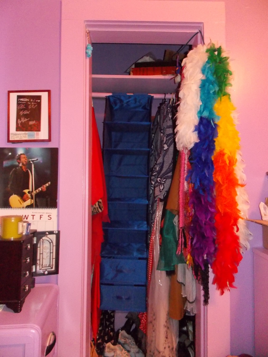 Hanging the shelf organizer in my closet