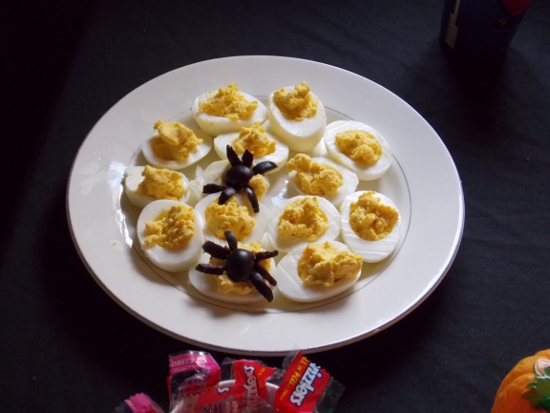 Spider deviled eggs