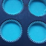 Closeup of mint cupcake batter