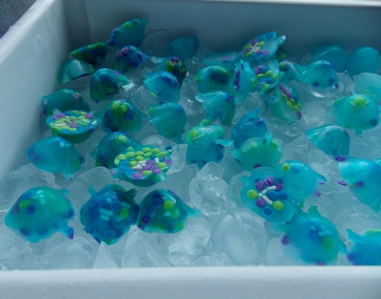 Tray of birthday cake sprinkle ice cubes