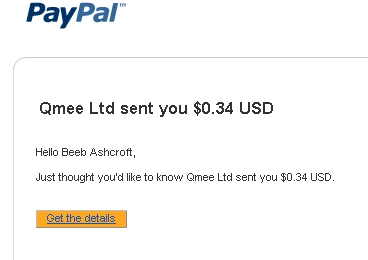 Qmee PayPal proof