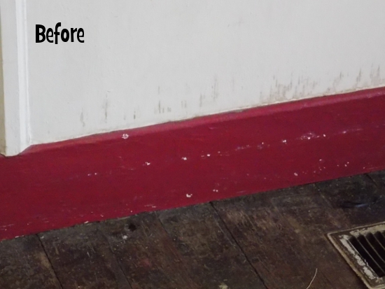 Scuffed up baseboards - before