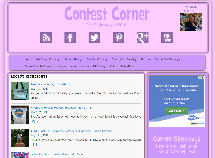 Contest Corner New Theme