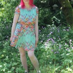 Mint Green Floral Open Back Dress - front view
