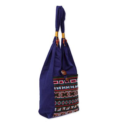 Cotton handbag, 'Akha Life'