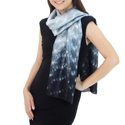 Tie Dye Scarf, 'Mottled Black'