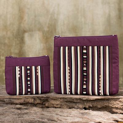 Maroon Cotton Blend Cosmetic Cases