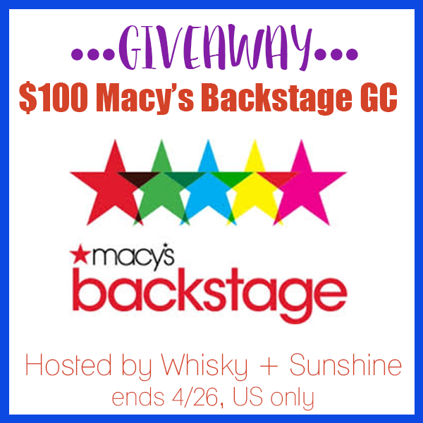 $100 Macyâ€™s Backstage Gift Card Giveaway – Ends 04/26/2018
