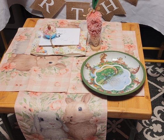 Closeup of bunny decorations